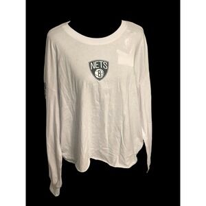 Brooklyn Nets WEAR By Erin Andrews Women's Size XL Crop Long‎ Sleeve T-Shirt NWT